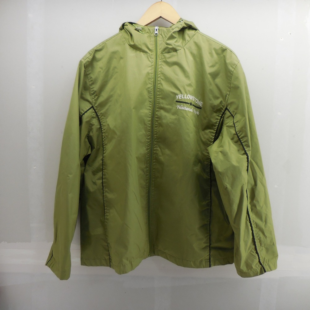 Polar Yellowstone National Park Windbreaker Jacket Green Hooded Mens XL